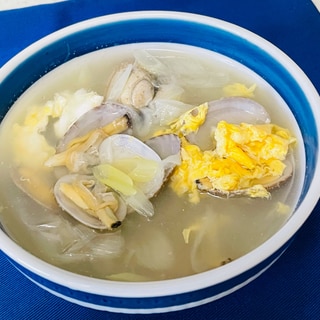 あさりとネギの中華風スープ